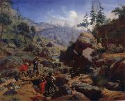 Charles Christian Nahl and august wenderoth Miners in the Sierras painting